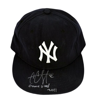 2011 CC Sabathia Signed and Game-Used Yankee Cap